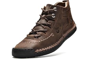 alcubieree Mens Casual Leather Shoes Ankle Chukka Boots Slip On Lightweight Loafers Mid top Walking Driving Shoes for Male