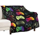 Video Game Throw Blanket Gaming Joystick Cool Gamer Gifts for Boys Teens, Soft Warm Bedding Bed Blankets for Couch Bedroom Sofa Decor, Cozy Flannel Plush Blanket for Kids Adults, 50"X40"