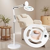 KALVISH Facial 10X Magnifying Lamp for Esthetician, 2500 Lumens, Stepless Dimmable, Adjustable Swing Arm, LED Lighted Standing Mag Floor Lamp for Eyelash Extensions, Tattoo, Crafts, Nail Art, Pedicure