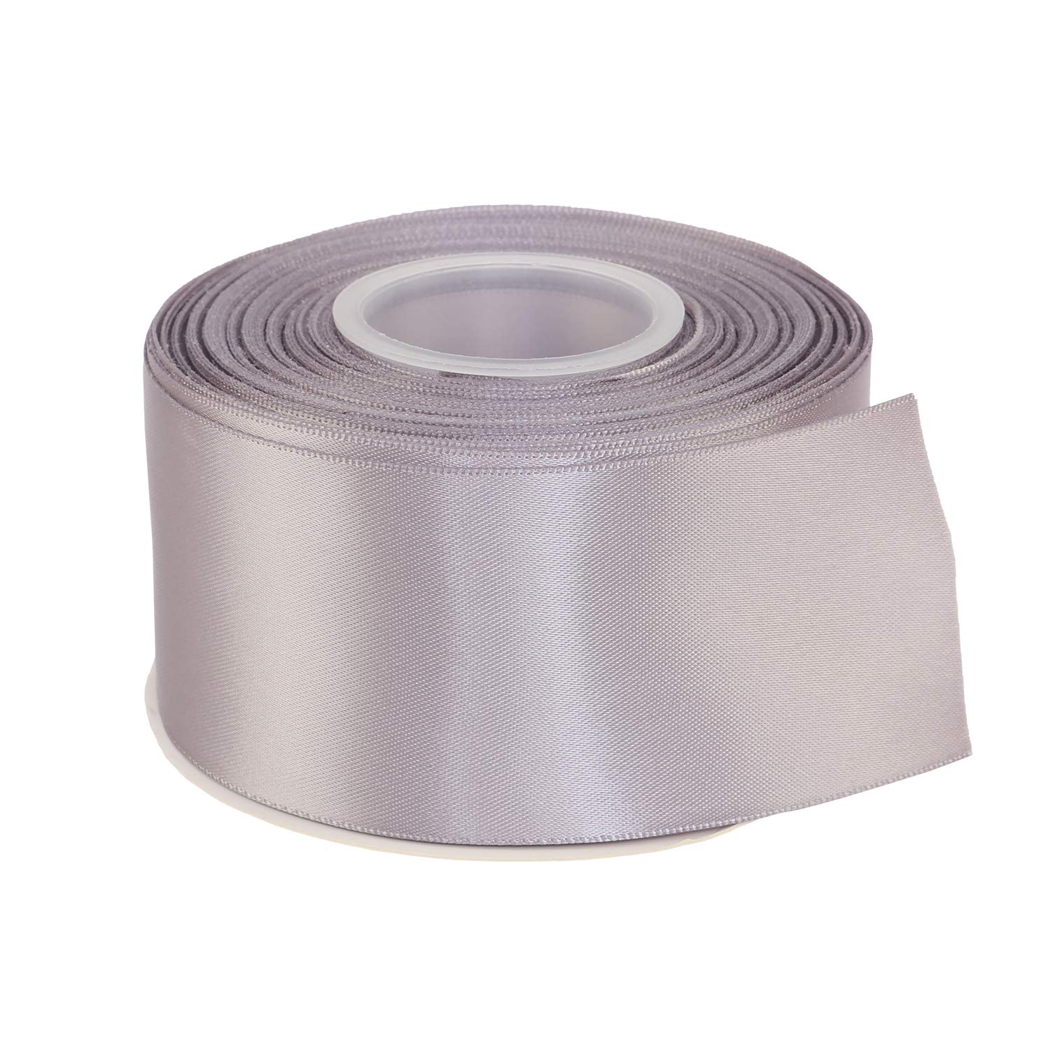 ITIsparkle 50mm Width Double Faced Satin Ribbon 22 Meters-Roll Set for Gift Wrapping Party Favor Hair Braids Baby Shower Decoration Craft Supplies, Grey