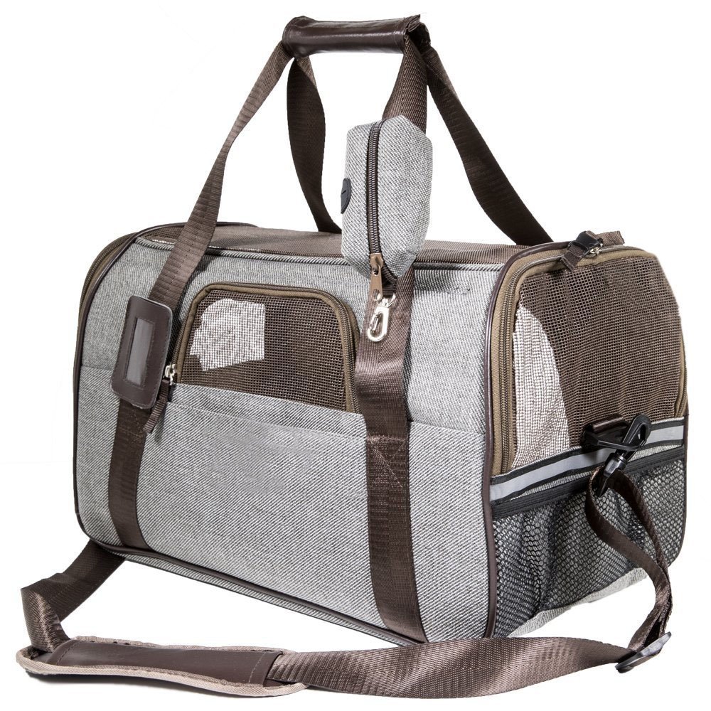 SCM PETS Airline Approved SoftSided Folding Pet Carrier, Hand Carry