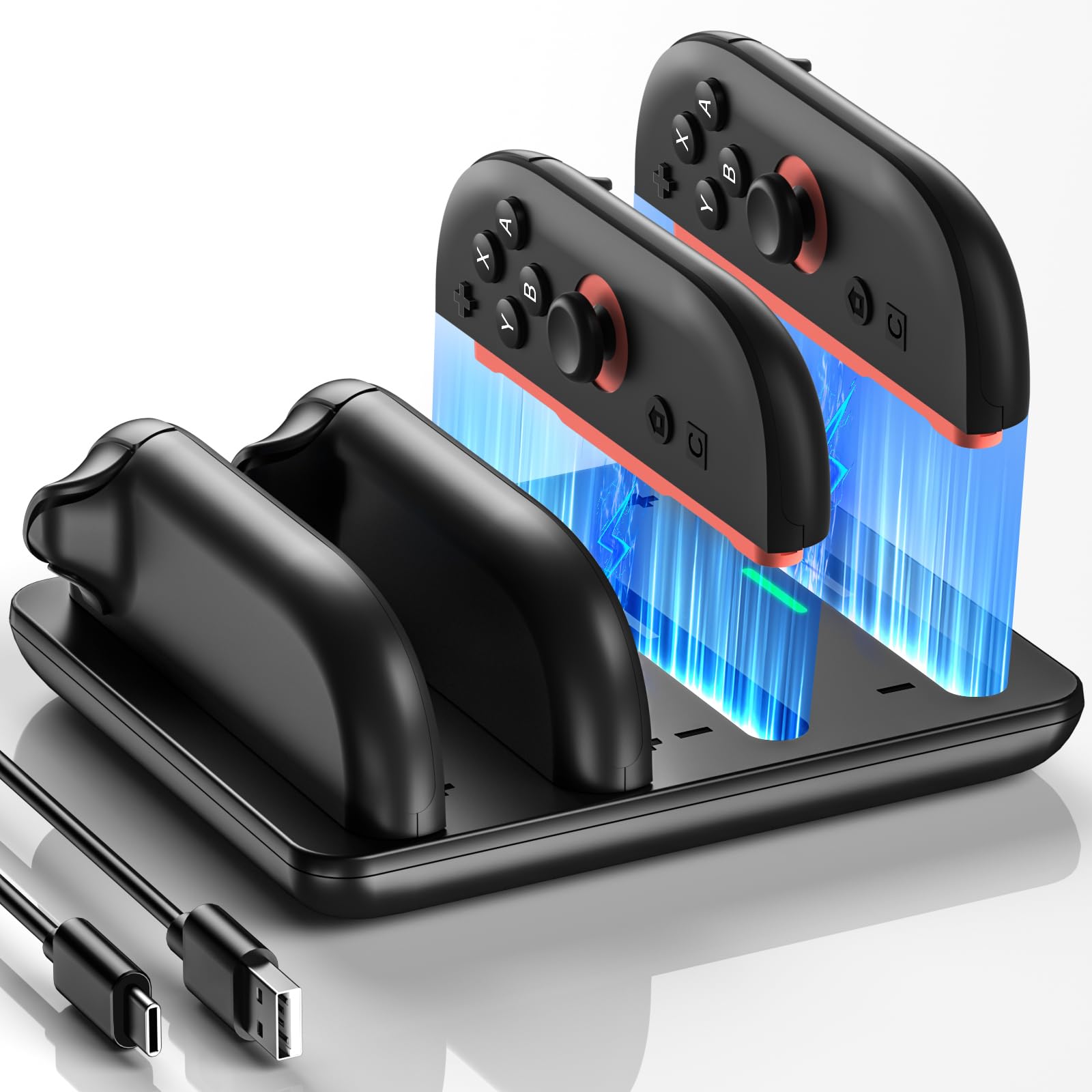 Switch 2 JoyCon Charger for Nintendo Switch 2 Joy Con - 4 in 1 Charging Dock for Joy-Con 2 Controllers, 2H Fast Charge Switch2 Controller Charger Station with LED Indicator for Joycon2 Accessories
