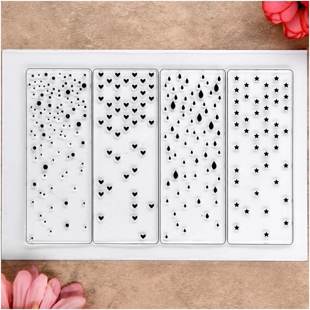 Kwan Crafts Snowfall Star Heart Raindrop Background Clear Stamps for Card Making Decoration and DIY Scrapbooking