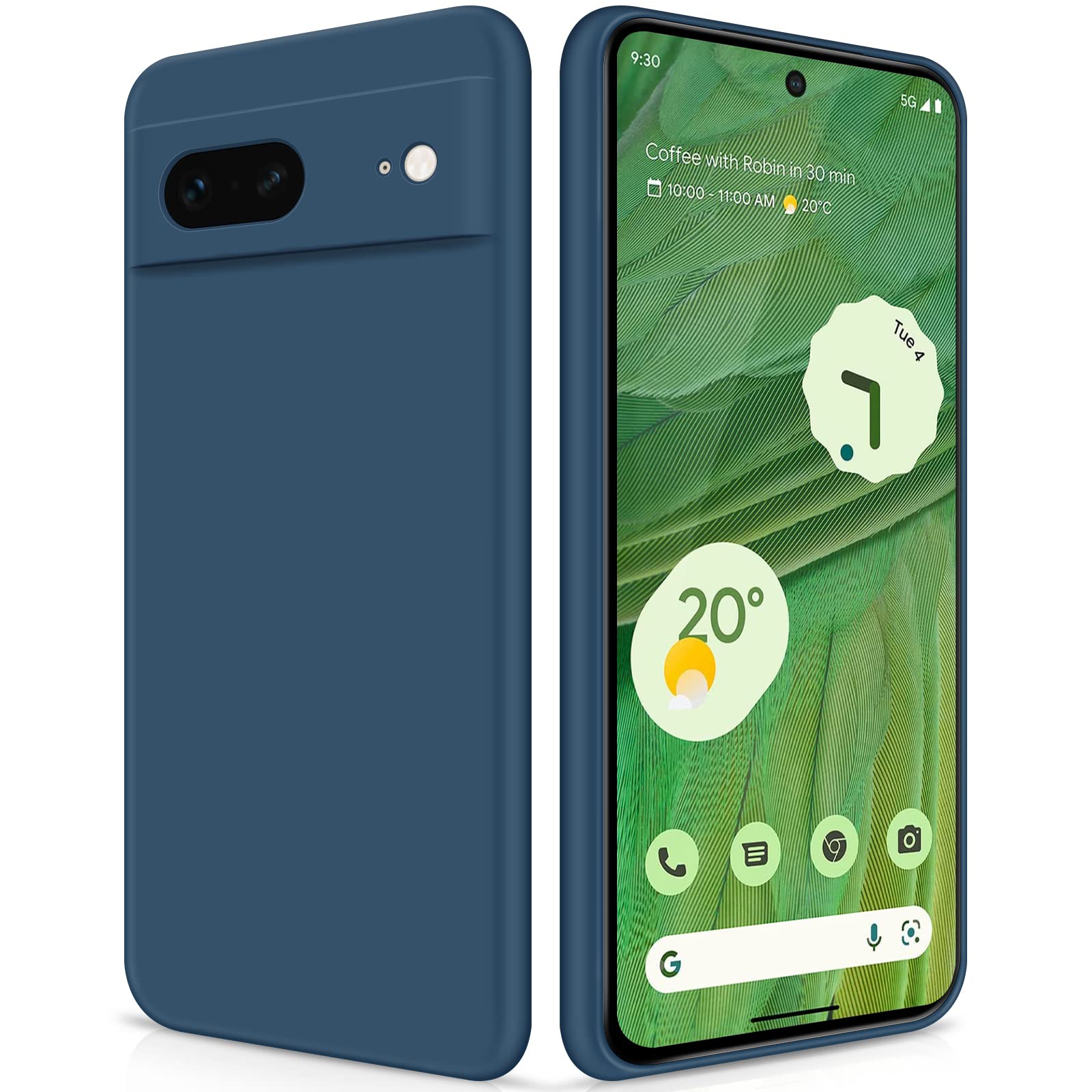 GiiYoon Case Compatible with Google Pixel 7, Silky-Soft Touch Full-Body Protective Phone Silicone Case, Shockproof Cover with Microfiber Lining, Blue — image 1