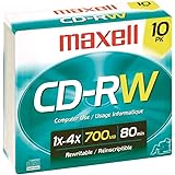 MaxellCd-Rw Rewritable Disc, 700 Mb/80 Min, 4X, Jewel Case, Silver, 10/Pack