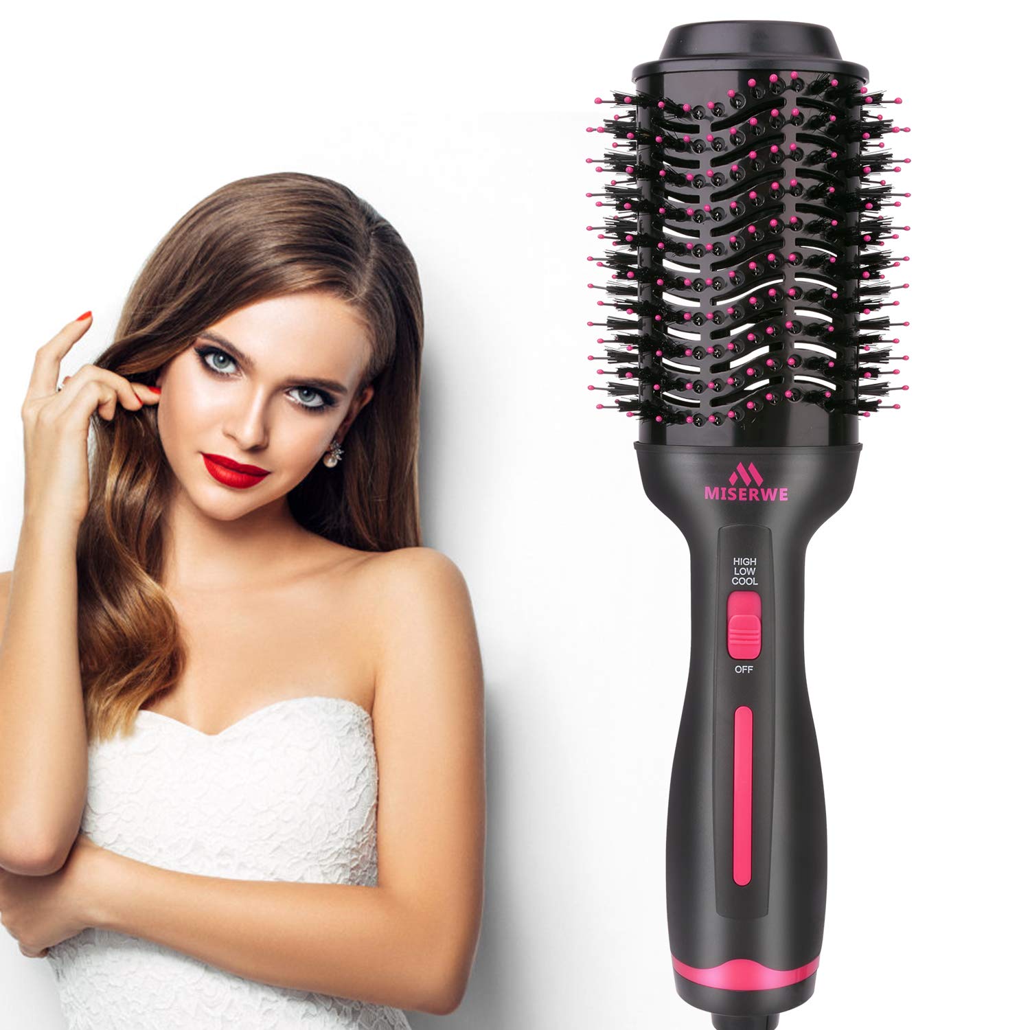 Magic Hair Dryer Brush Hot Air Brush Hair Dryer Volumizer Brush Hair Blower Multi-functional Hair Straightener & Curler Brush 3-in-1 Negative Ion Styling Hot Air Brush Comb for Women : Beauty