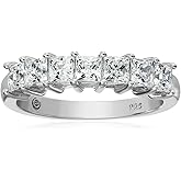 Amazon Essentials Platinum-Plated Sterling Silver Infinite Elements Princess Cut Cubic Zirconia Ring (1 cttw, 2 cttw, or 3 cttw)