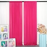 DUOBAO Sheer Backdrop Curtains for Parties Wedding Photo Backdrops Hot Pink 59'' Width Chiffon Drapes Beach Curtain for Prom Birthday Party Happy New Years, 2 Panels 29''x84''