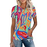 TFSDOD Womens Golf Polo Shirts Collared Short Sleeve T Shirt Lightweight Moisture Wicking Polo Casual 3 Buttons Outfits