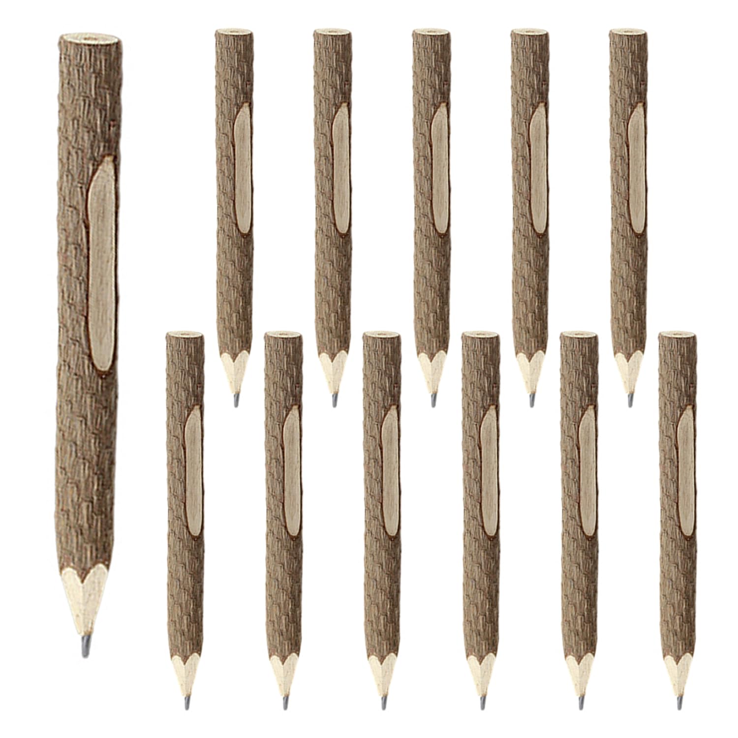 DUINIU 12 Pieces Wooden Bark Pens, Thick Fun Pens for Elementary School Gifts