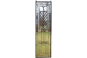 TMI ART PANEL 10" x 36" Stunning Handcrafted Hanging All Clear Stained Glass Beveled Window Panel