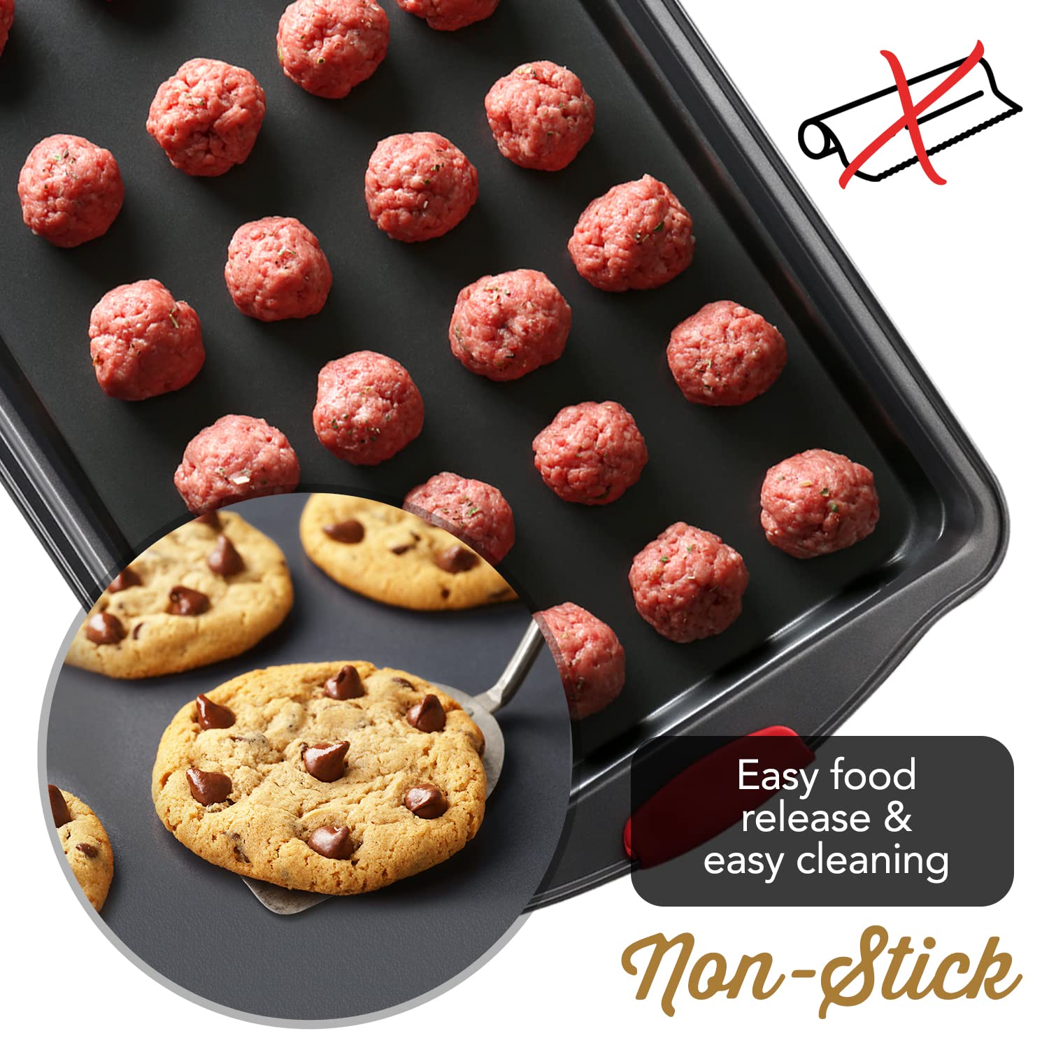 Baking Pan Set, 15 Piece Premium Baking Set, Nonstick Bakeware Sets BPA Free, Cookie Sheets for Baking Nonstick Set, Steel Baking Sheets for Oven with Muffin Pan, Cake Pan & Black Kitchen Utensils