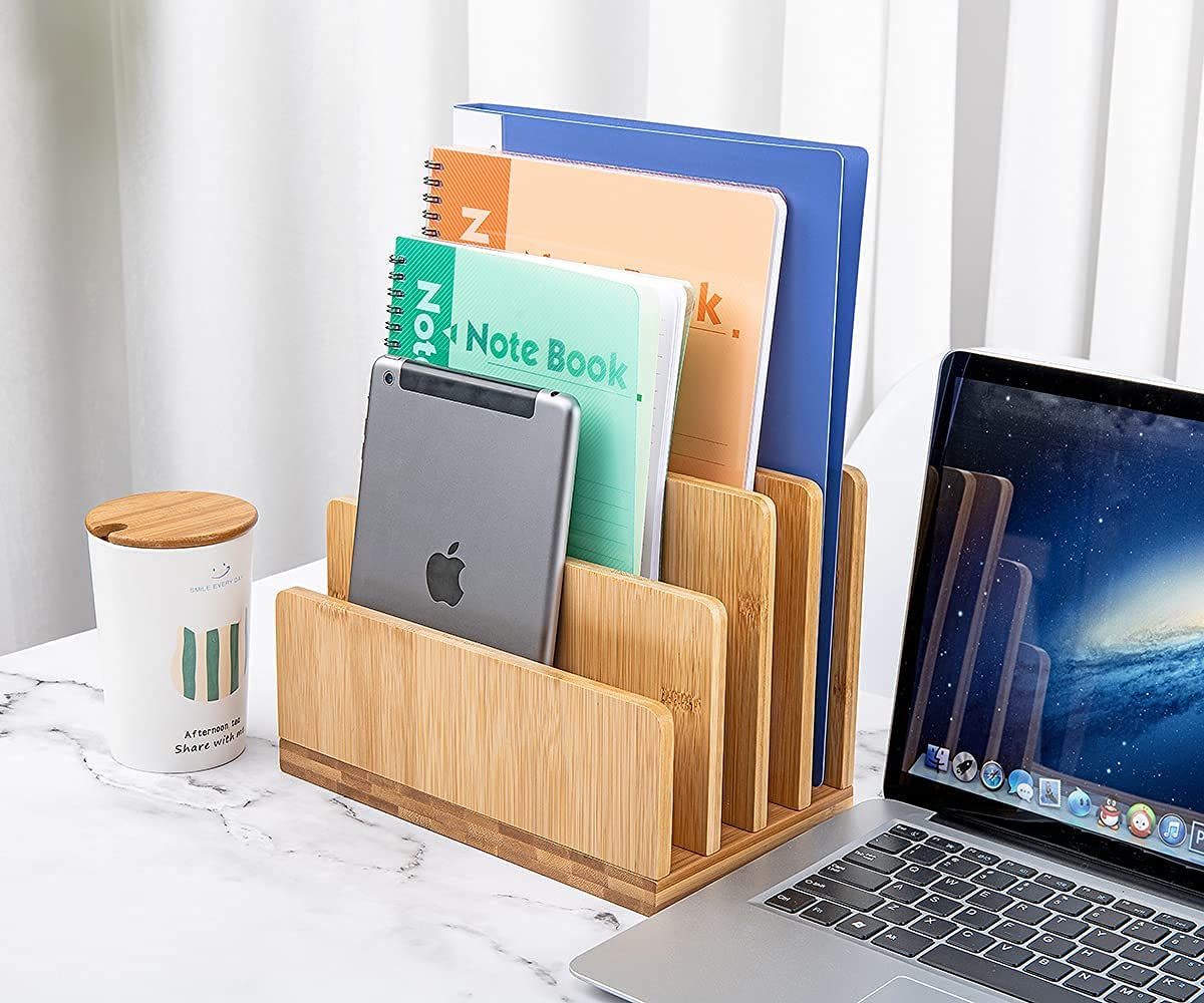 Bamboo Desk File Organizer