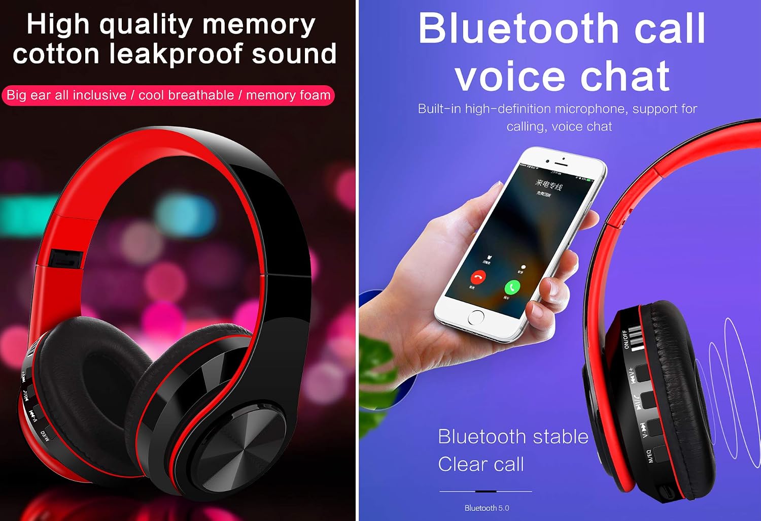 WuXingMeiLi Wireless Bluetooth Headphones Over Ear - Image 4