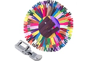 YUEDI 75pcs 20 Inch 14 Inch and 9 Inch Mixed Size Nylon Coil Zipper Bulk with Zipper Presser Foot for Sewing Craft(25 Color Zippers)