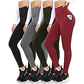 FULLSOFT 4 Pack Leggings with Pockets for Women,Soft High Waisted Tummy Control Workout Yoga Pants