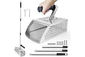 VDSFAND Sand Flea Rake - 51” Long Handle Sand Scoop - Detection Tool with Anti Slip Handle Heavy Duty Stainless Steel Metal Detecting Sand Scoop with Long Handle Ideal for Underwater Treasure Hunting