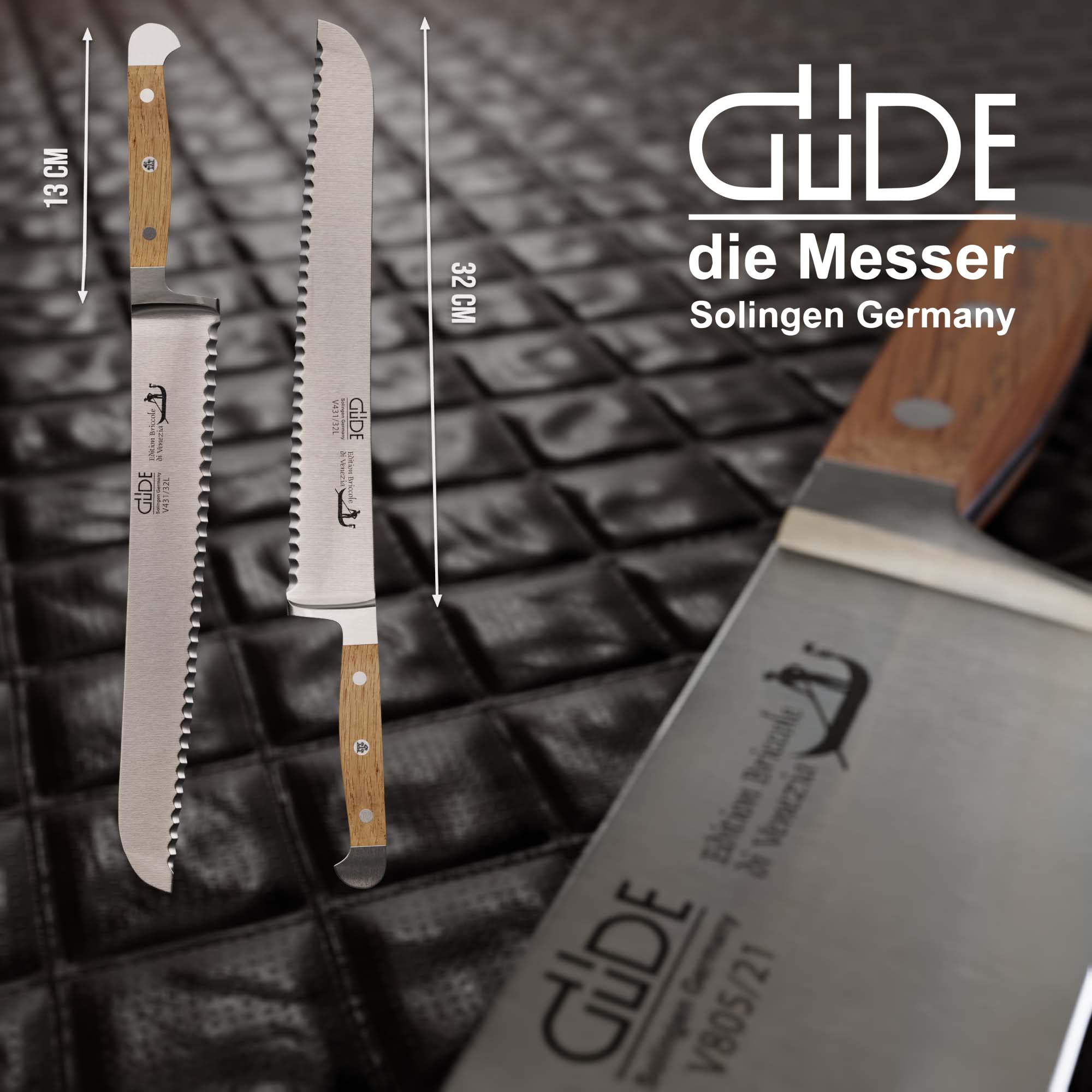 GÜDE Solingen - Brotmesser Linkshänder geschmiedet, 32 cm, Briccole, ALPHA BRICCOLE DI VENEZIA, Doppelkropf, Handmade Germany 2