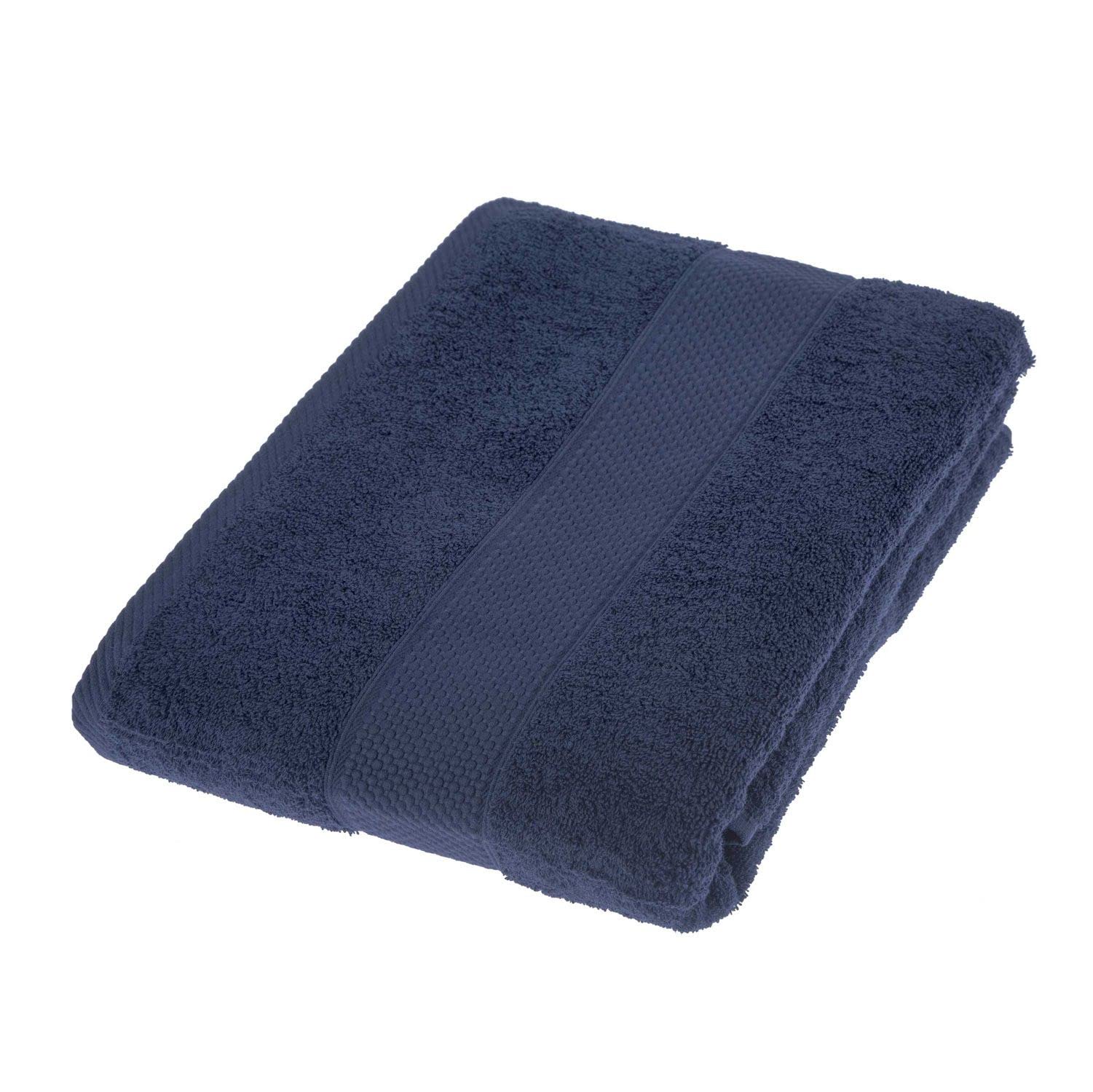 HOMESCAPES Navy Blue Turkish Cotton Bath Sheet Super Soft Thick & Absorbent 500 GSM Towel Heavy Weight for everyday Luxury