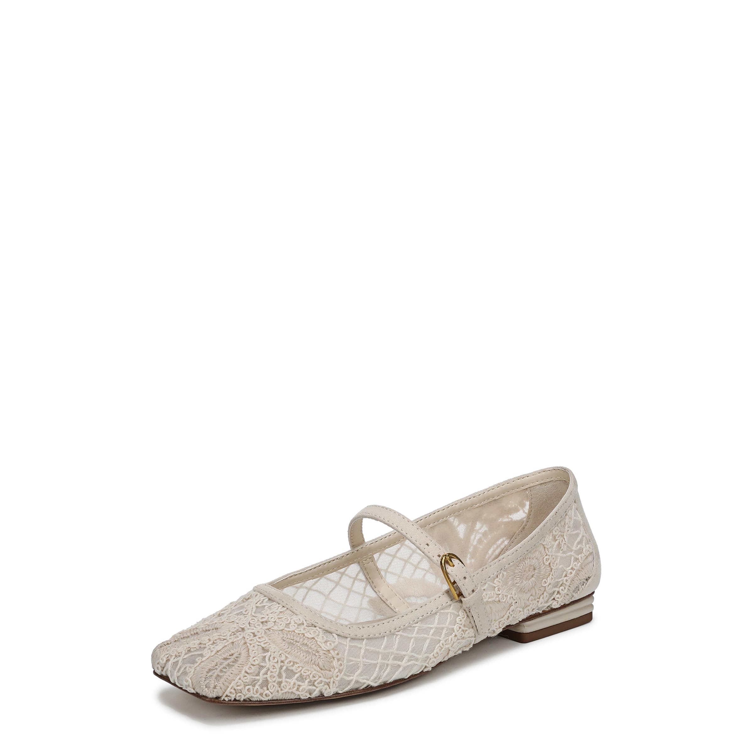 Franco Sarto Women’s Tinsley Mary Jane Flat Vanilla Beige Crocheted Fabric 6.5 M