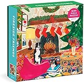 Galison Fireside Friends 1000 Piece Puzzle in Square Box from Galison - Holiday Puzzle for Adults with Beautiful Artwork, Thick and Sturdy Pieces, Makes a Wonderful Gift!