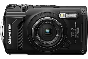 OM SYSTEM Tough TG-7 Black Underwater Camera, Waterproof, Freeze Proof, High Resolution Bright, 4K Video 44x Macro Shooting (