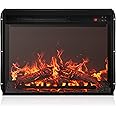 BELLEZE 23" Electric Fireplace Insert w/Fire Crackling Sound, Recessed Fireplace Heater with Remote Control, Indoor Fireplace Heater with Adjustable Brightness, Timer, Automatic Temperature Control