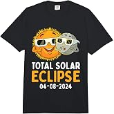 Total Solar Eclipse 2024 Glasses Funny Sun Moon Kids Boys Comfort Colors Adult Heavyweight T-Shirt