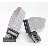 Connectors Pro Pc Accessories 23cm 9 Inches 16P 2.54mm Male FD to Female FC IDC on Silver Flat Ribbon Extension Cable with Black 2.54 mm M/F Dual Row Connectors (16P-23cm-MF-2PK)