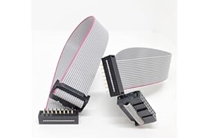 Connectors Pro Pc Accessories 23cm 9 Inches 16P 2.54mm Male FD to Female FC IDC on Silver Flat Ribbon Extension Cable with Bl