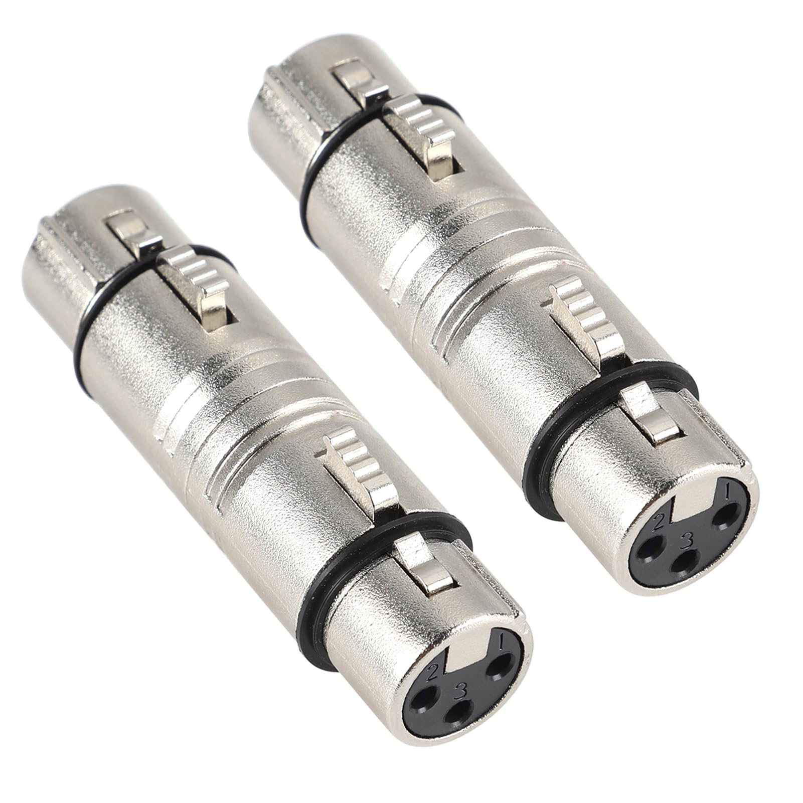 XLR Female to Female Adapter 2Pcs XLR 3 Pin Female to 3 Pole Female Connector Microphone Line Audio Cable Adapter Gender Changer Coupler Mic Barrel Extension, Silver