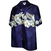 Pacific Legend Mens Tropical Garden Shirt Navy Blue XL