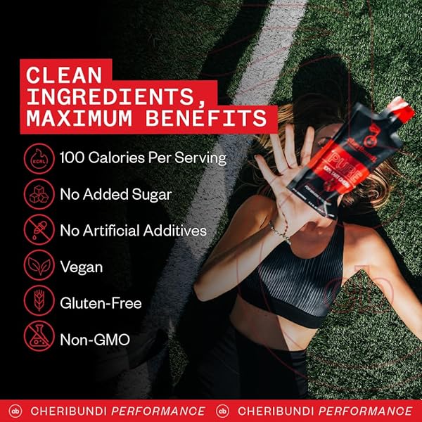 CHERIBUNDI | 100% TART CHERRY JUICE PURE CONCENTRATE GRAB & GO | 2.5 FLUID OUNCE POUCH FOR MAXIMUM RECOVERY WITH 40 TART CHERRIES | 100 CALORIES, 0 PRESERVATIVES, NON-GMO | 2.5 FLOZ 6 POUCHES
