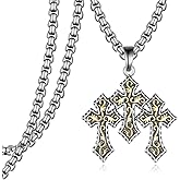 Cross Necklace 925 Sterling Silver Triple Cross Pendant Necklace for Men Cross Jewelry Gifts for Men
