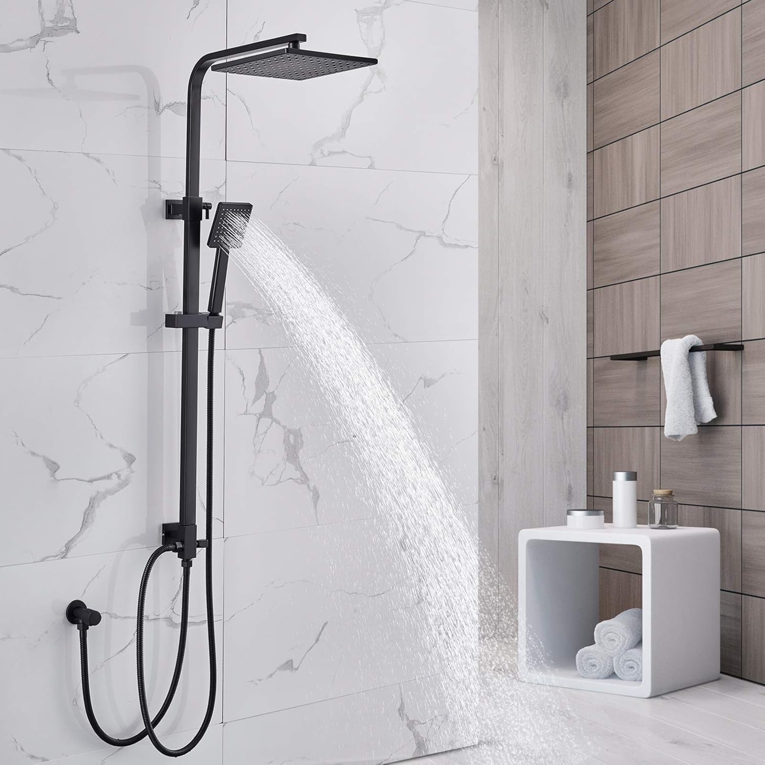 Auralum Colonne de Douche Sans Noir, Colonne Douche sans