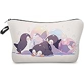 YULUENZE Cartoon Penguin Cosmetic Bag Cute Small Makeup Organizer Pouch with Zipper Cartoon Penguin Toiletry Makeup Bag Gifts for Women