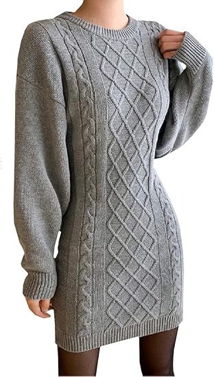 Amazon Co Jp ココアンドユカ 背中 あき セクシー ニット ミニ ワンピース タイト チュニック レディース グレー M 服 ファッション小物