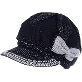 BYOS Womens Winter Chic Cable Warm Fleece Lined Crochet Knit Hat W/Visor Newsboy Cabbie Cap