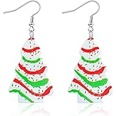Mintolex Christmas Tree Earrings for Women Acrylic Xmas Drop Dangle Earrings Cute Christmas Holiday Party Costume Jewelry Gifts Decoration