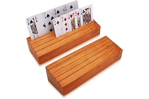 Iswabard Poker Card Holders Playing Aids Card Deck Stand Set of 2 for Kids for Elders Wood Racks Tray Organizing Game Bridge Adults Travel Tools Canasta Uno Skipbo 5 Crowns