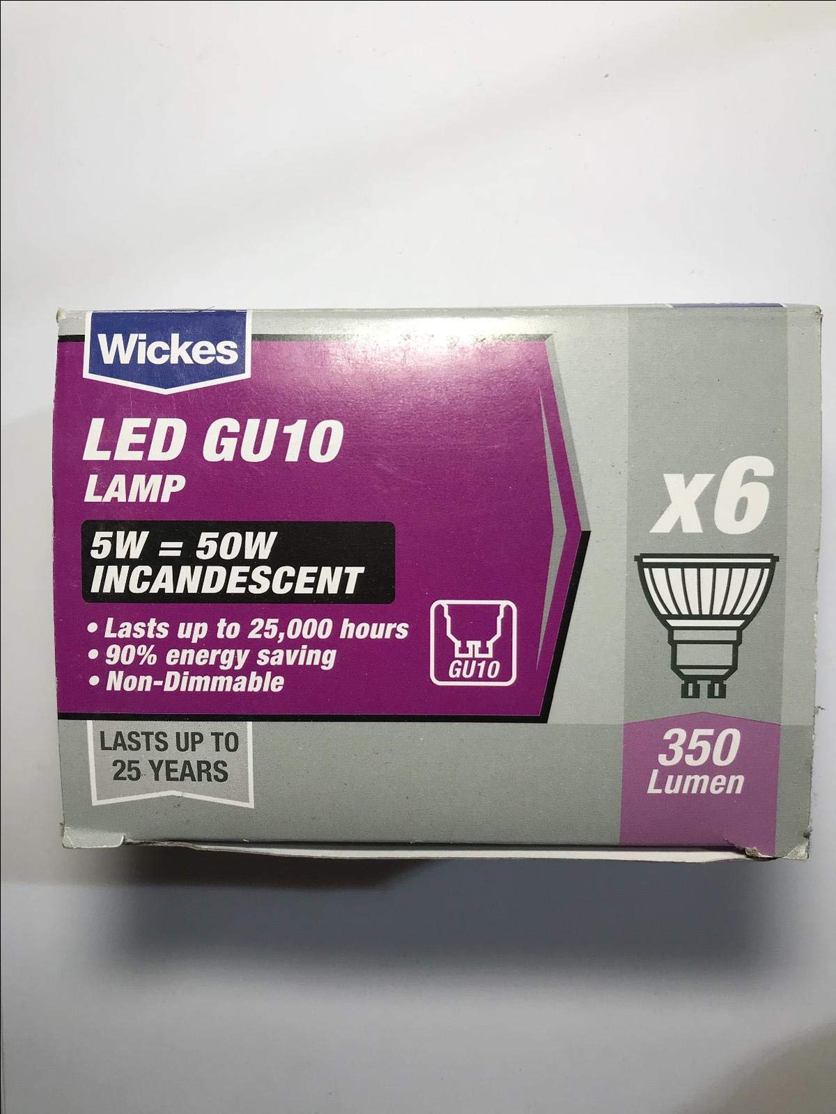 DIXIETREE Replacement Box of 6 Wickes GU10 5W = 50W LED 350 lumens Warm White Spot Light Bulb A+