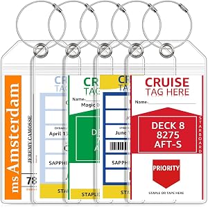 5 Pack Luggage Tags for Cruise Holders, Clear Plastic Bag Tags for Travel | Waterproof Cruise Essentials for NCL Princess Car
