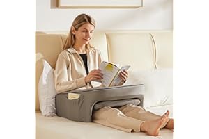 cooloo8 Lap Desk Pillow for Bed, Soft Arm Rest Pillow, Reading Lap Pillow, Memory Foam Reading Pillow, Laptop Lap Desk for arms for Reading, Working in Bed Couch(Grey)