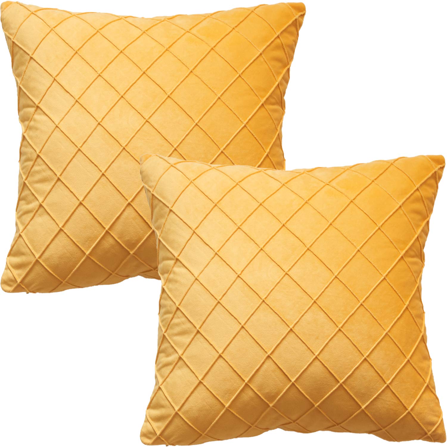 GONOVE Cushion Covers 55X55cm Soft Velvet Decorative Throw Pillow Cases Pack of 2 Square Pillow Covers Pillowcases with Invisible Zipper for Home Couch Sofa Bed, Yellow — image 1