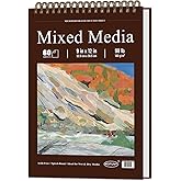 MOFUNY Mixed Media Sketchbook 9x12, Drawing Paper Pad 60 Sheets_98lb/160gsm | Mixed Media Paper Sketch Pad_Top Spiral-Bound Sketch Book, Watercolor Paper Pad for Artists, Painting, Drawing &amp; Art Supplies