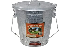 Audubon Woodlink Galvanized Steel Rustic Farmhouse Bird Food and Seed Locking Storage Bucket Bin with Scoop, Holds up to 16.5 Quarts or 25 Pounds