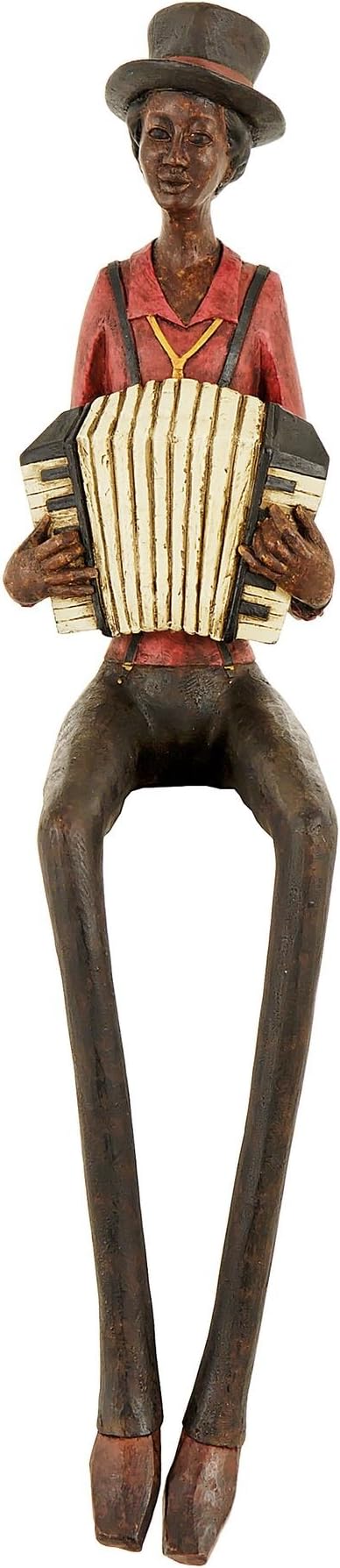 Resin Sitting Jazz Band Squeeze Box Brown Yellow Figurine Ornament 40cm