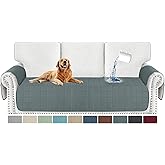 MAXIJIN Waterproof Couch Cover for Dogs Washable, Quilted Sofa Seat Covers Washable for 3 Cushion Couch, Non-Slip Pet Friendly Furniture Protector with Side Pockets (Sofa, Dark Gray)