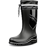 GBWPRBMW Men's Mid Calf Rain Boots Waterproof Slip Resistant PVC Strap for Outdoor Work Fishing Gardening