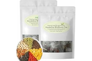 RAIPULT Dandelion Wolfberry Tea Bags - Dandelion Wolfberry Tea Organic, Dandelion Wolfberry Tea Kidney, Liver Tea Chinese Wolfberry Tea with Seven Herbal Ingredients (2 BAG)